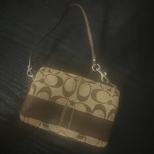 Coach Brown and Tan Wristlet